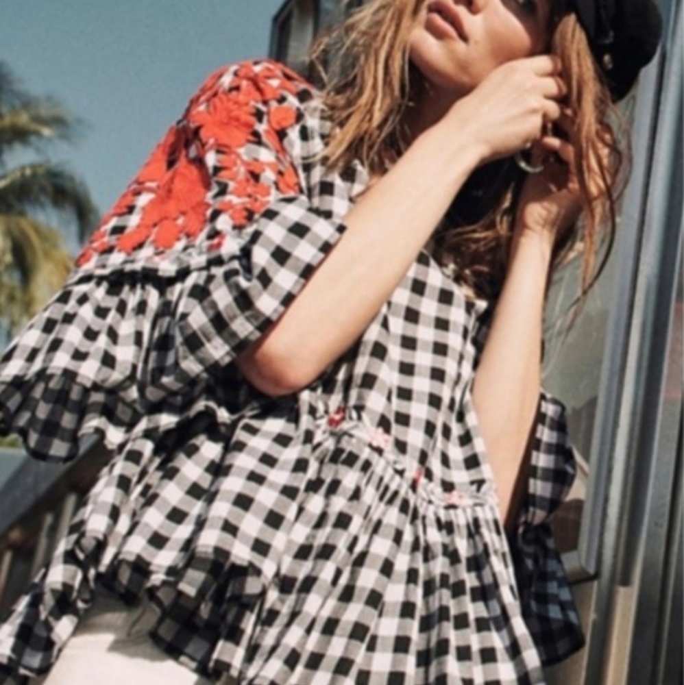 Anthropologie Gingham Swing Tunic